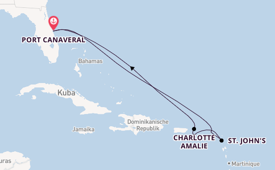 Karibik ab Port Canaveral, USA auf der Adventure of the Seas