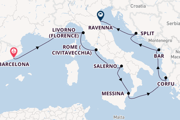 Mediterranean Sea from Barcelona, Spain with the Norwegian Viva