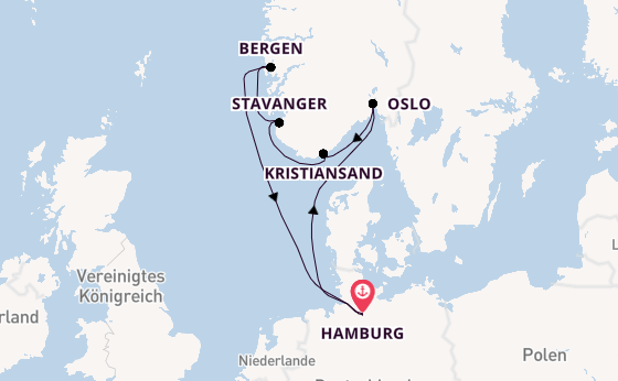 Norwegen ab Hamburg, Deutschland auf der MSC Preziosa
