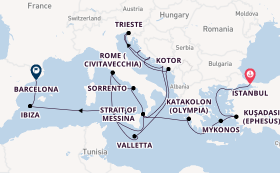 Mediterranean from Istanbul, Turkey with the Queen Elizabeth