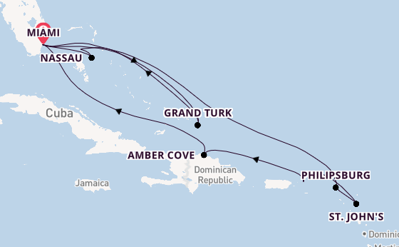 Caribbean from Miami, Florida with the MSC Meraviglia