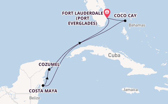 Caribbean from Fort Lauderdale (Port Everglades), Florida, USA with the Symphony of the Seas