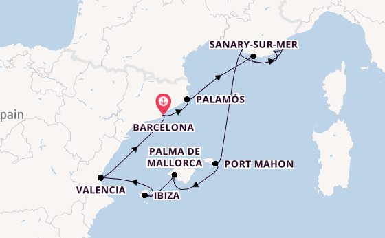 Western Mediterranean from Barcelona, Spain with the Scenic Eclipse II