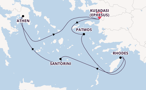 Eastern Mediterranean from Kuşadası (Ephesus), Turkey with the Celestyal Discovery