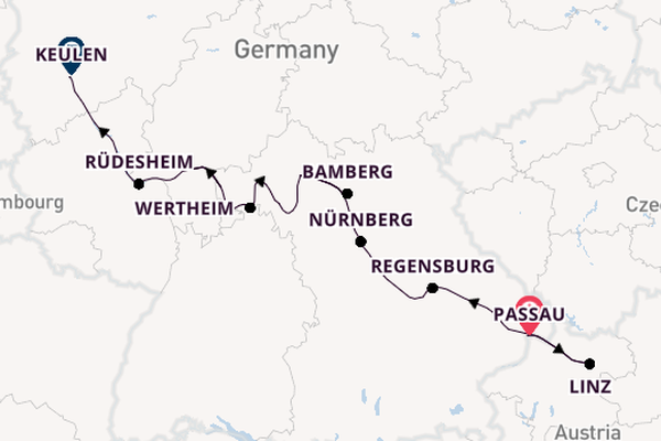 Main vanaf Passau, Duitsland met de Amina