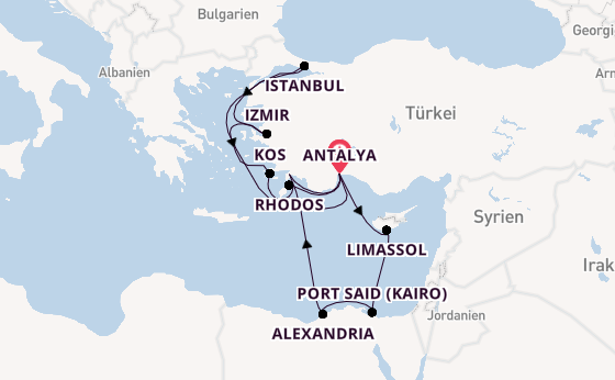 Östliches Mittelmeer ab Antalya auf AIDAstella