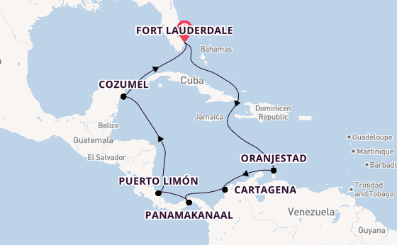 Midden-Amerika vanaf Fort Lauderdale, Verenigde Staten met de Caribbean Princess