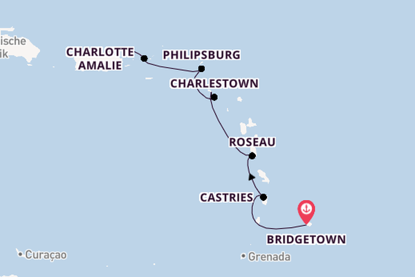 Karibik ab Bridgetown, Barbados auf der Azamara Quest