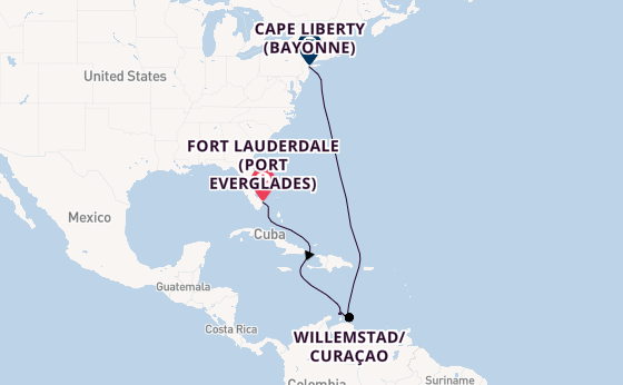 Southern Caribbean from Fort Lauderdale (Port Everglades), Florida, USA with the Oasis of the Seas