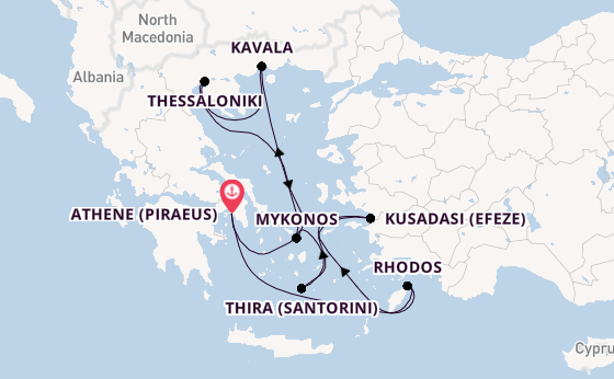 Oostelijke Middellandse Zee vanaf Athene (Piraeus), Griekenland met de Celebrity Infinity