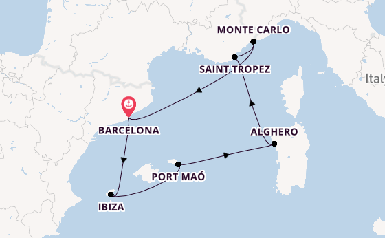 Westelijke Middellandse Zee vanaf Barcelona, Spanje met de EXPLORA I