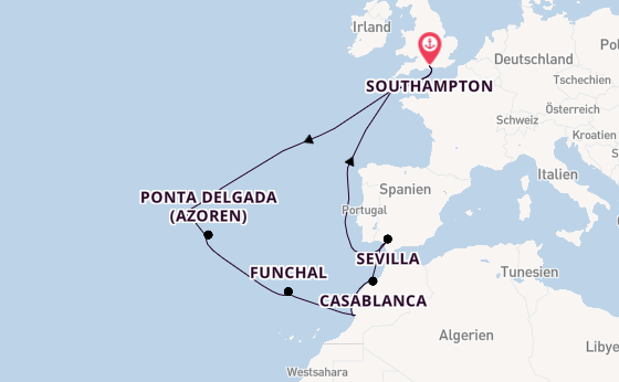 Portugal ab Southampton, Großbritannien auf der Queen Victoria