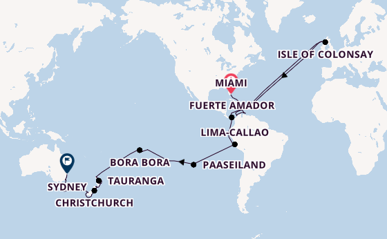 Wereldreizen vanaf Miami, Verenigde Staten met de Azamara Onward