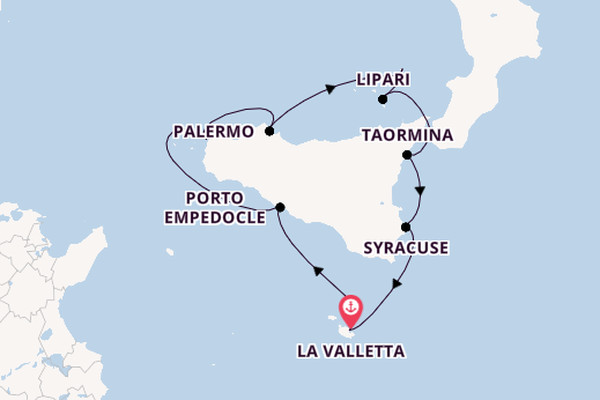 Westelijke Middellandse Zee vanaf La Valletta, Malta met de Le Dumont-d'Urville