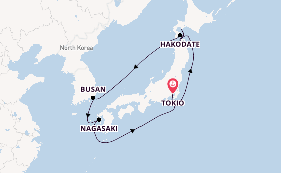 Japan vanaf Tokio, Japan met de Diamond Princess