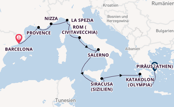 Westliches Mittelmeer ab Barcelona, Spanien auf der Azamara Onward