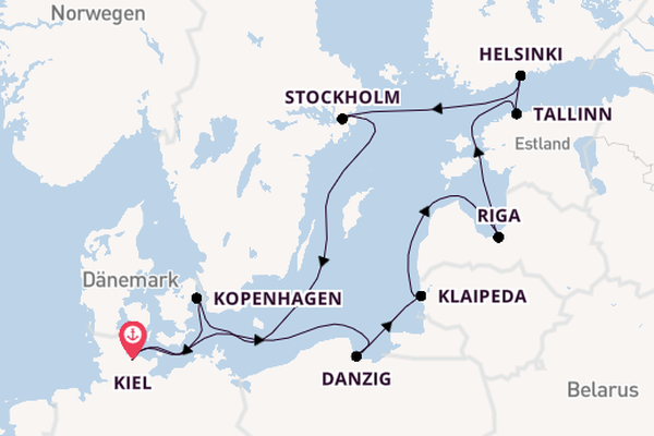 Ostsee ab Kiel, Deutschland auf der Mein Schiff 7