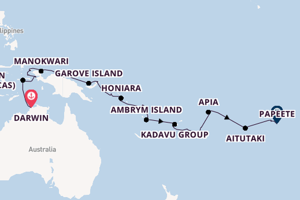 South Pacific from Darwin, Australia with the Seabourn Pursuit