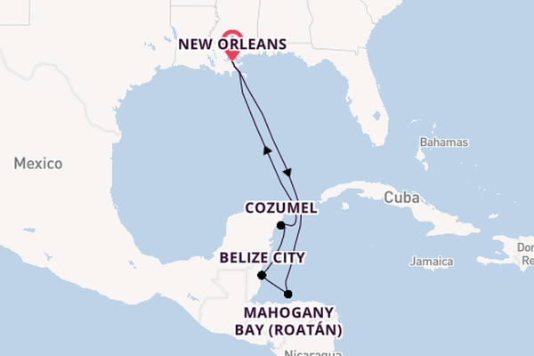 Western Caribbean from New Orleans, Louisiana, USA with the Carnival Liberty