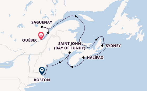 Nieuw-Engeland vanaf Québec, Canada met de Sapphire Princess