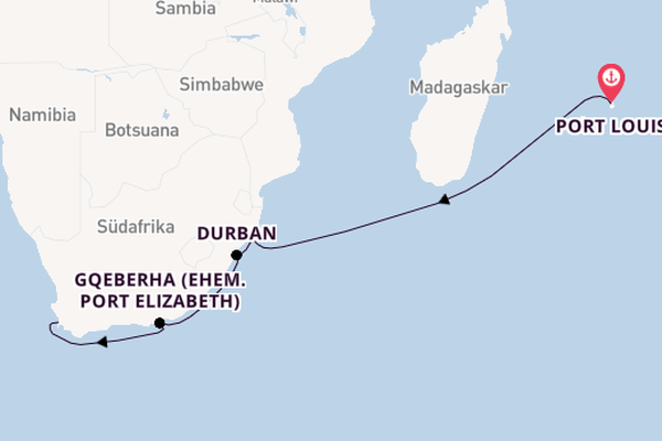 Südafrika ab Port Louis, Mauritius auf der Mein Schiff 5