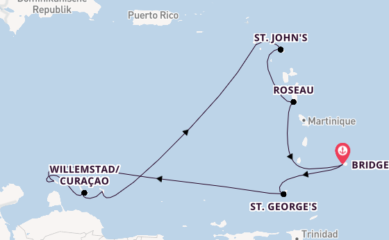Südliche Karibik ab Bridgetown, Barbados auf der Seven Seas Grandeur