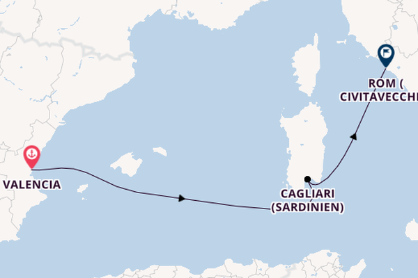 Westliches Mittelmeer ab Valencia, Spanien auf der MSC Lirica