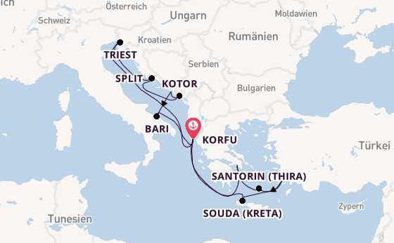 Östliches Mittelmeer ab Korfu, Griechenland auf AIDAblu