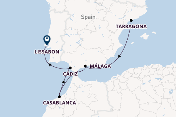 Westelijke Middellandse Zee vanaf Tarragona, Spanje met de Celestyal Discovery