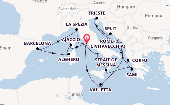 Mediterranean from Rome (Civitavecchia), Italy with the Queen Elizabeth