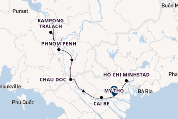 Zuidoost-Azië vanaf Koh Chen stad, Cambodja met de Lan Diep