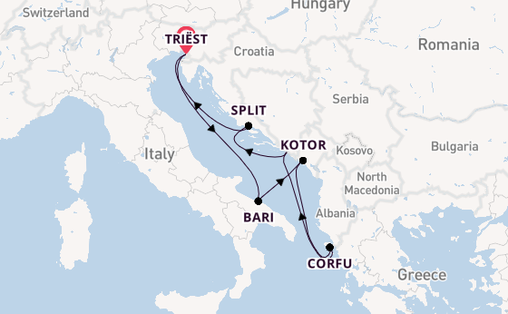 Middellandse Zee vanaf Triëst, Italië met de Costa Deliziosa