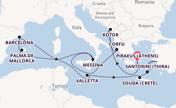 Mediterranean from Piraeus (Athens), Greece with the Oosterdam
