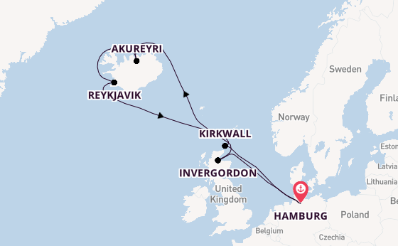Schotland vanaf Hamburg, Duitsland met de Mein Schiff 2 