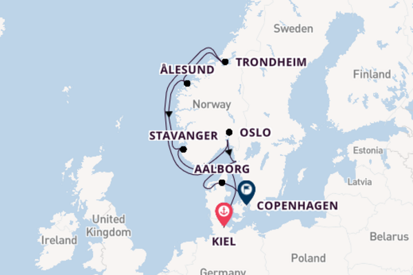 Expedition with Oceania Cruises from Kiel to Copenhagen