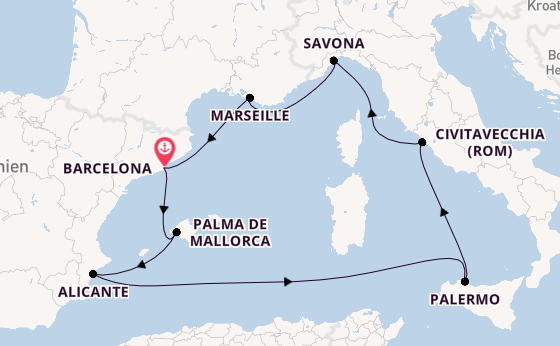 Westliches Mittelmeer ab Deutschland auf der Costa Toscana