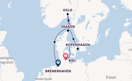 Norwegen ab Kiel, Deutschland auf der Artania
