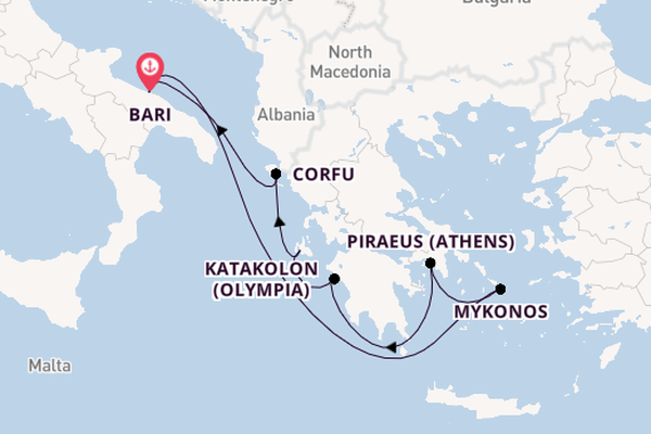 Mediterranean from Bari, Italy with the MSC Orchestra
