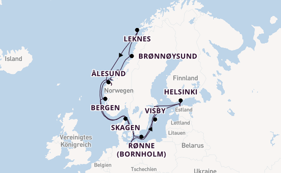 Norwegen ab Kopenhagen, Dänemark auf der EXPLORA IV