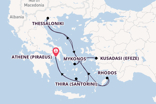 Oostelijke Middellandse Zee vanaf Athene (Piraeus), Griekenland met de Celebrity Infinity