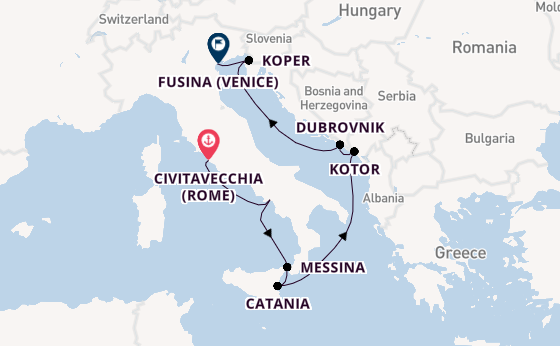 Middellandse Zee vanaf Civitavecchia (Rome), Italië met de Seven Seas Grandeur