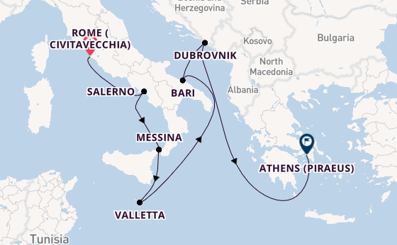 Mediterranean Sea from Rome (Civitavecchia), Italy with the Seven Seas Voyager