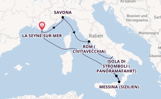 Westliches Mittelmeer ab La Seyne-sur-Mer, France auf der Costa Fascinosa