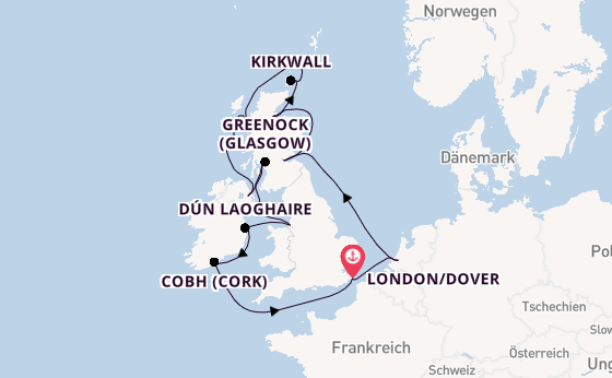 Vereinigtes Königreich ab London/Dover, Großbritannien auf der Nieuw Statendam