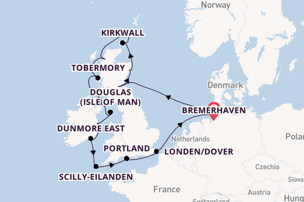 Britse Eilanden vanaf Bremerhaven, Duitsland met de MS Deutschland
