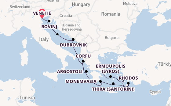 Oostelijke Middellandse Zee vanaf Venetië, Italië met de Azamara Onward