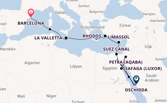 Mittelmeer ab Barcelona, Spanien auf der EXPLORA I