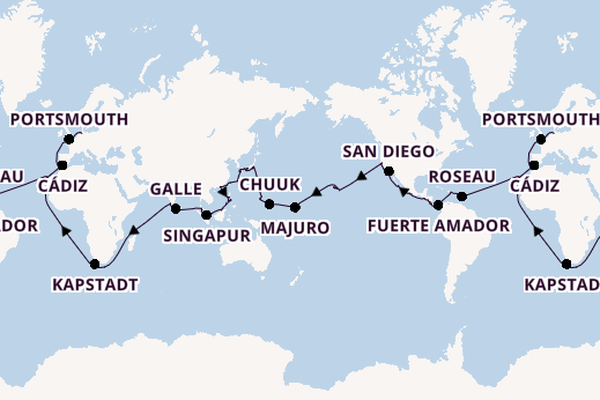 Weltreise ab Bremerhaven, Deutschland auf der Amadea