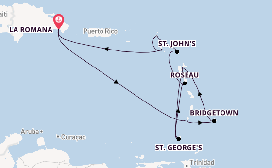 Caribbean vanaf La Romana, Dominicaanse Republiek met de Mein Schiff 4