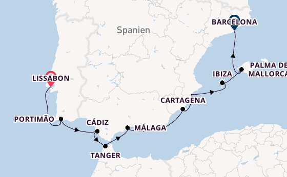 Westliches Mittelmeer ab Lissabon, Portugal auf der Seven Seas Mariner